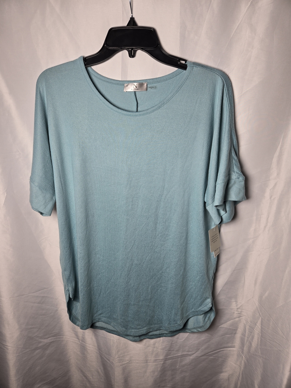 Natori Light Blue Short Sleeve Crewneck Top